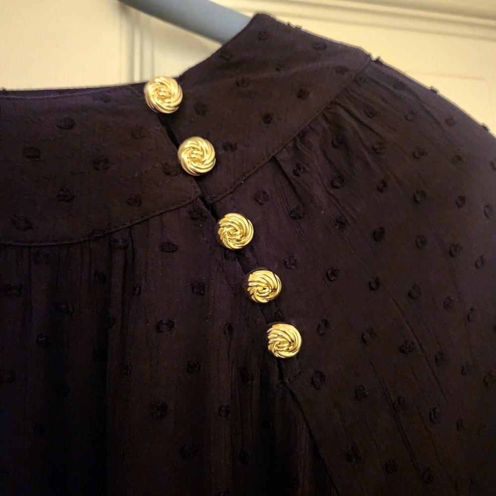LOFT Black Long Sleeve Dress with Gold Button Accents - Picture 5 of 9